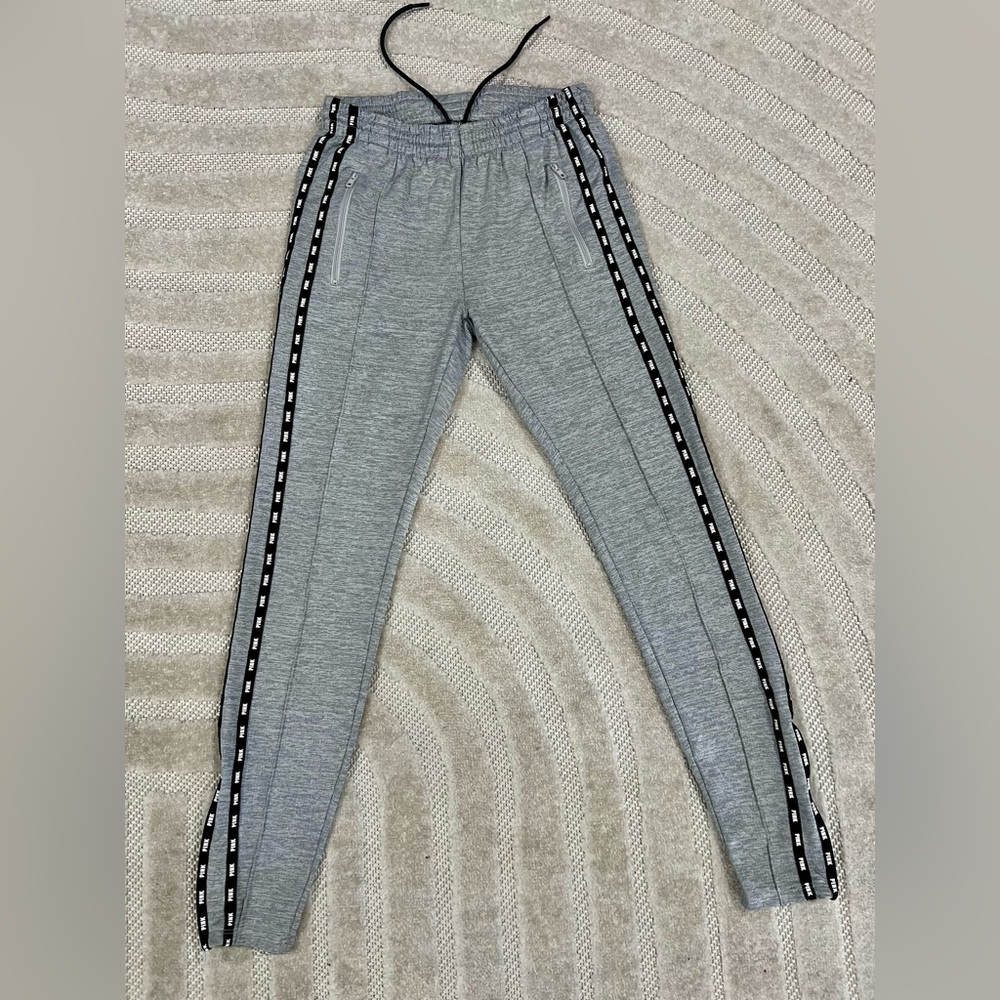 PINK Victoria's Secret Gray Joggers with Black Stripe